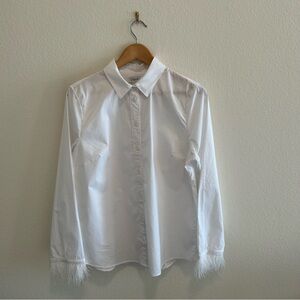 J Crew Women’s Feather Cuff White Button l/s shirt